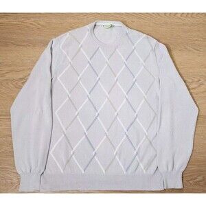 Vintage Dalmine Uomo Sweater Mens Sizr 54 XL 90s Geometric Polo Italy Argyle